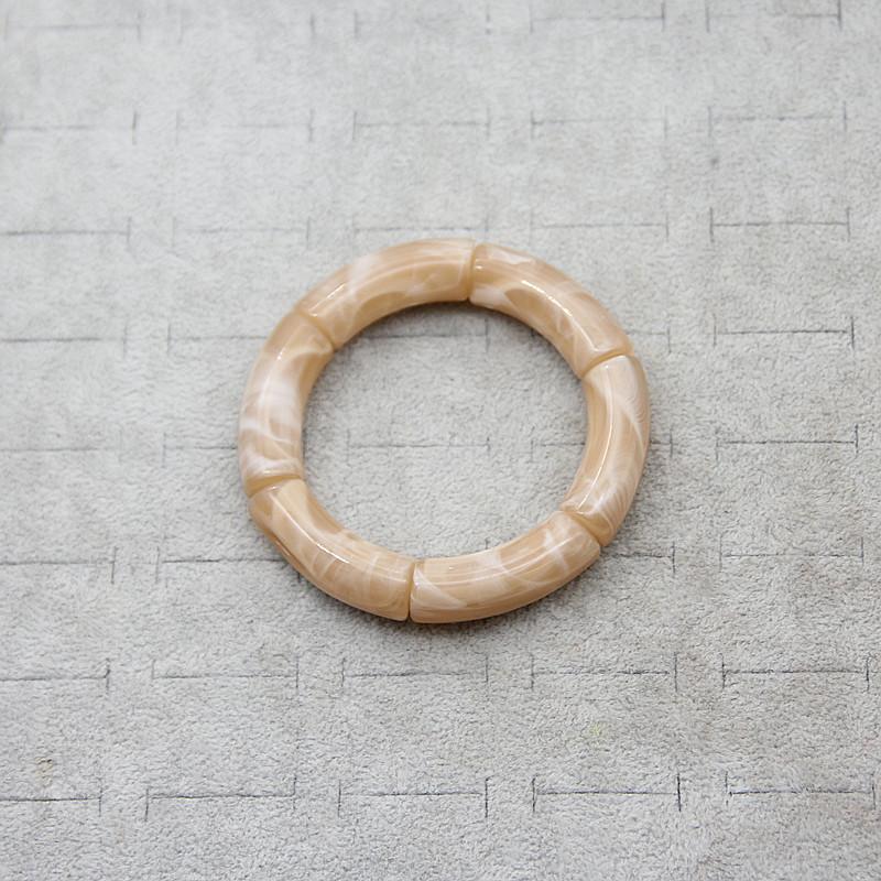 New Mixed Gold Color Tube Beads Acrylic Bracelets Bangles for Women Men Stretch Bamboo Curved Resin Bracelet Stack Jewelry Gifts
