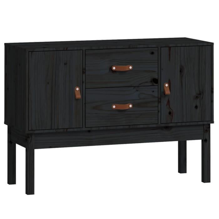 823528 vidaXL Buffet Noir 110x40x78 cm Bois massif de pin