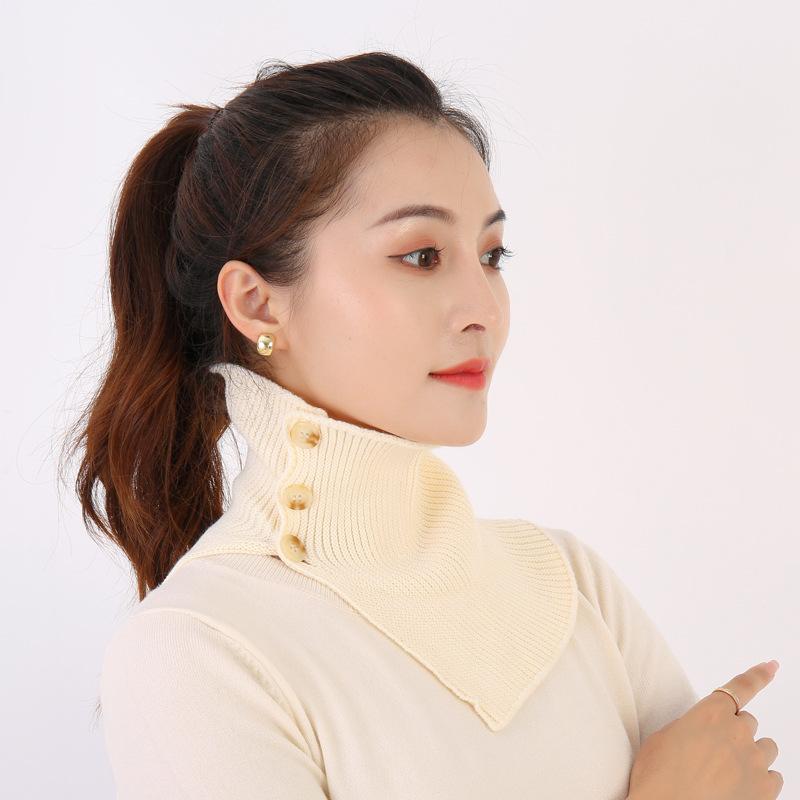 Autumn and winter new fashion men's and women's high neck buttons woolen snood warm knitted fake collar neck pads head and neck covers