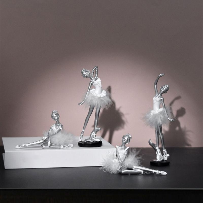 Beautiful Resins Ballerinas Statue Ballet Dancer Figurine Dancing Girl Sculpture for Artistics Home and Office Decors