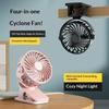 Portable Rechargeable Clip Fan 720° Rotatable Hanging Fan with Night Light Air Cooler for Outdoor Camping Ventilador