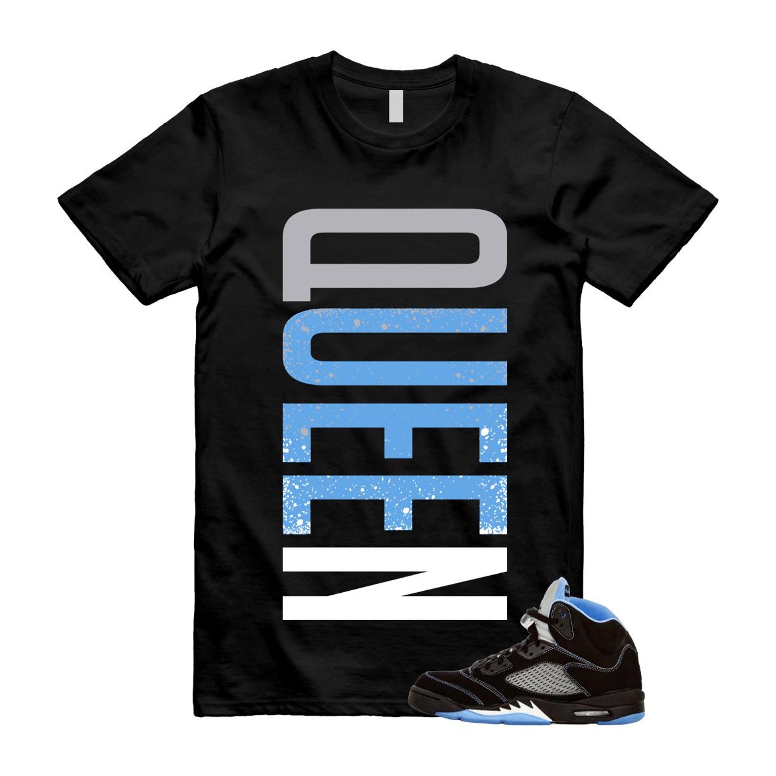 5 Black University Blue White 2026 T Shirt Match QUEEN VERT 2XL