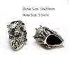 2 Stück Totenkopf Krieger Helm Abstandshalter Perlen Anhänger Haarzopf Dreadlock Bartperlen Paracord Seil Messerperlen für Armband DIY Schmuck