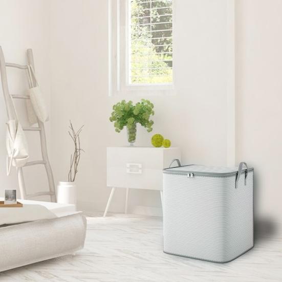 Foldable Clothes Storage Basket with Cover Zipper Closure Large Capacity Closet Organizer