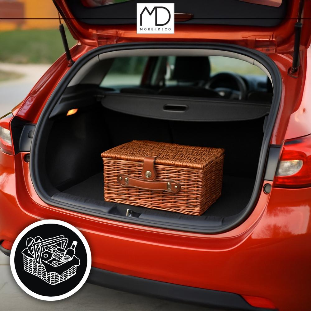 Picknickkorg korg flätad set för 4 personer kylväska bestick tallrikar MORE&DECO