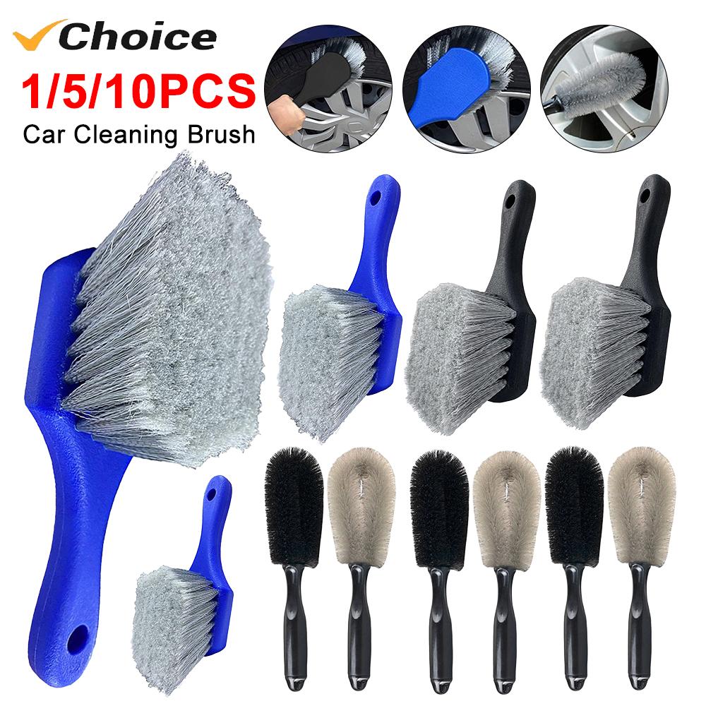 1/5/10PCS Car Cleaning Brush Soft Bristle Car Rim Scrubber Cleaner Tire Detailing Brushes Universal Wet Dry Auto Washing Tools