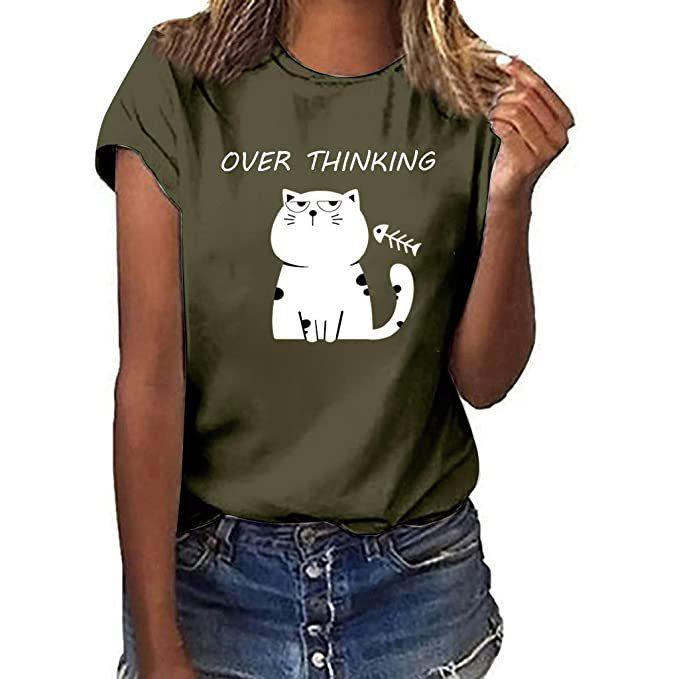 Summer Round Neck 3D Feather Animal Simplicity Print Top Fashionable Casual Short Sleeved Women's T-shirts