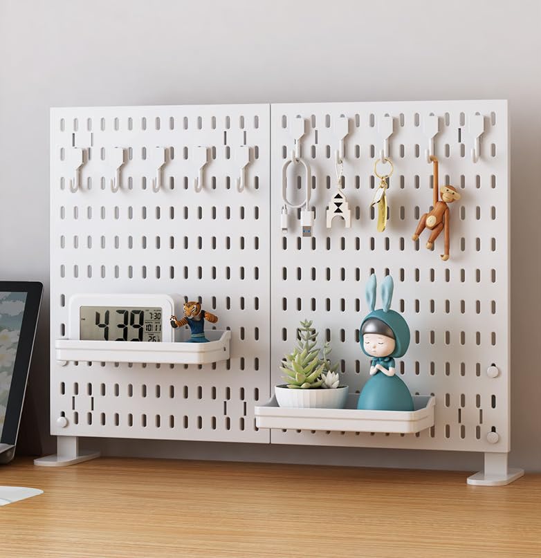 Perforated Desk Freestanding Storage Rack with Hooks and for Organizing Small Items and Miscellaneous Large Suitable for Office and Remote Set of 60cm белый 7580₽