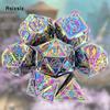 7 Pcs Colorful Double Swords Metal Dice Solid Polyhedral Dice Set Suitable for Role-Playing RPG  DND Pathfinder Board Game