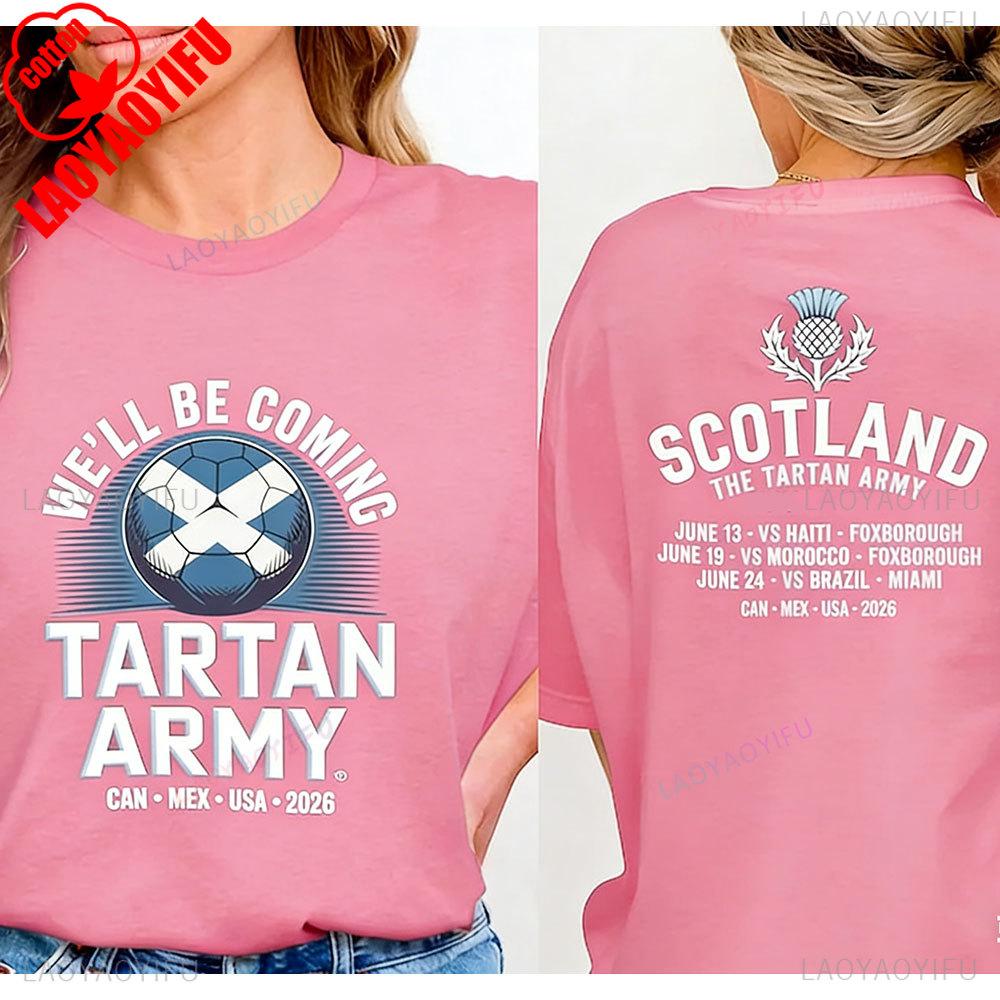 Schottland 2026 T-Shirt Tartan Army Spielplan T-Shirt Schottland gegen Brasilien Grafik-T-Shirts T-Shirt Schottischer Fußballfan Geschenk Unisex