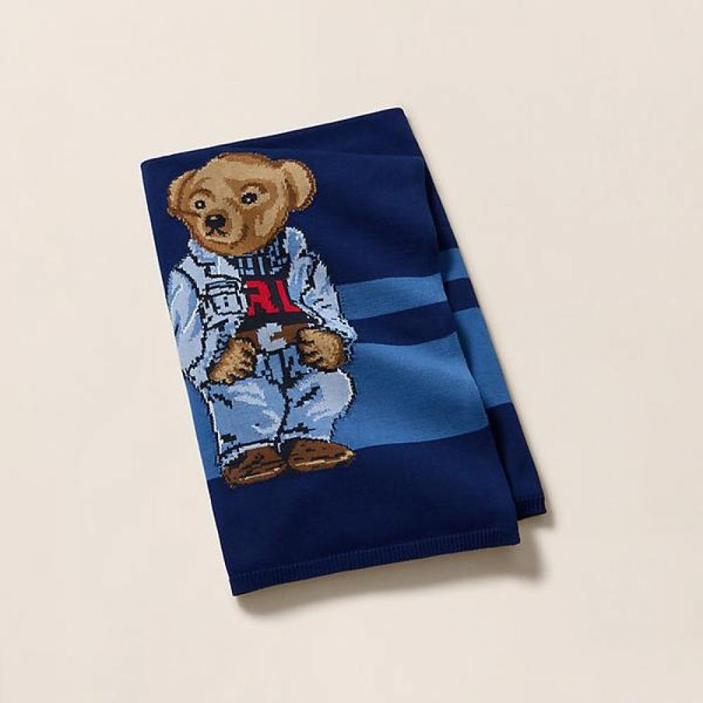 Ralph Lauren Denim Polo Bear Throw Blanket Hmpobedhr220089410 50X70