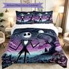 3pcs Duvet Cover Set, Halloween Jack Sally Skull Bedding Set, Machine Washable, Breathable Fabric, All-Season Cozy Bedroom Accessory