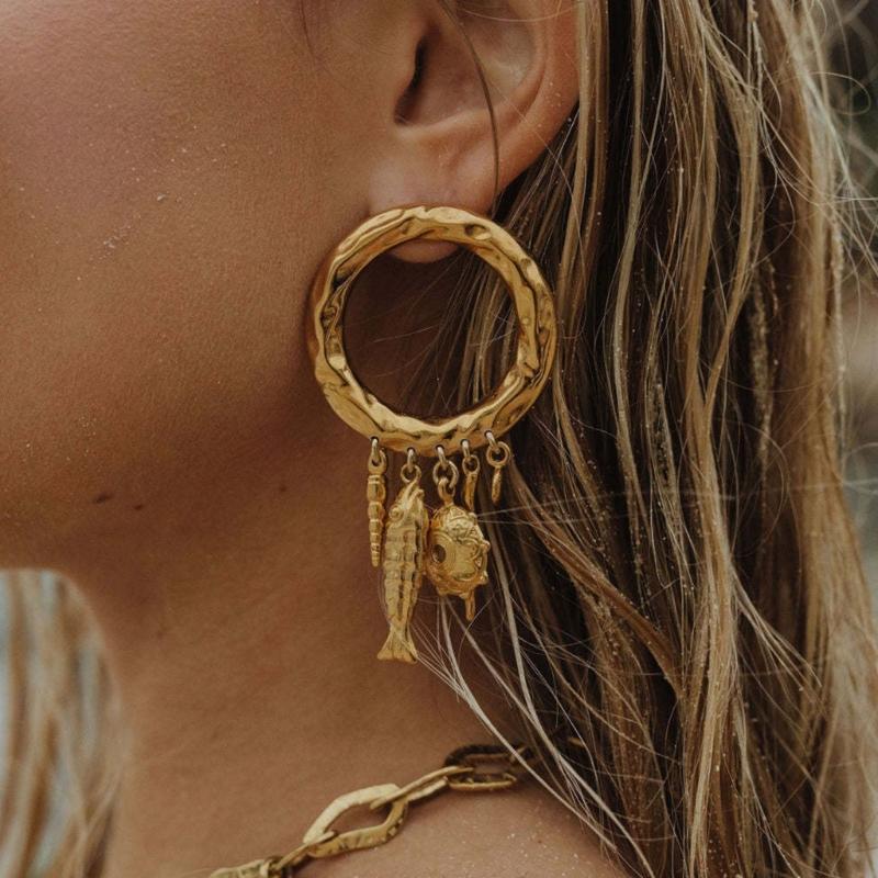 Unique Fish Drop Earrings Fashionable Elegant Dangle Statement Earrings Stainless Steel Texture for Youthful Women