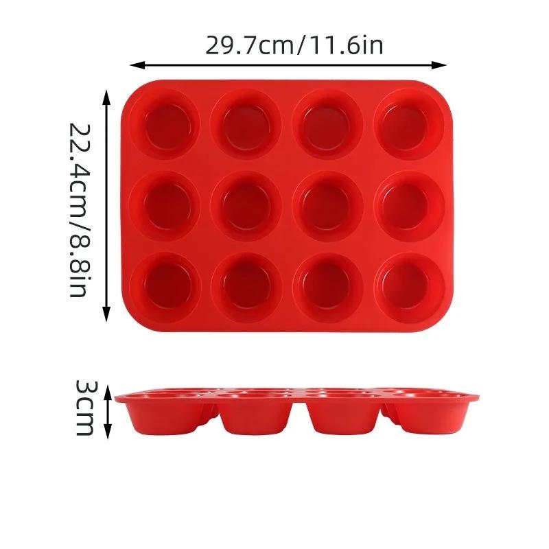 Silicone Muffin Pan 12 Cups Cupcake Tray Non-Stick Silicone Baking Molds For Making Muffin Cakes Cupcake Chocolate Bread Tart