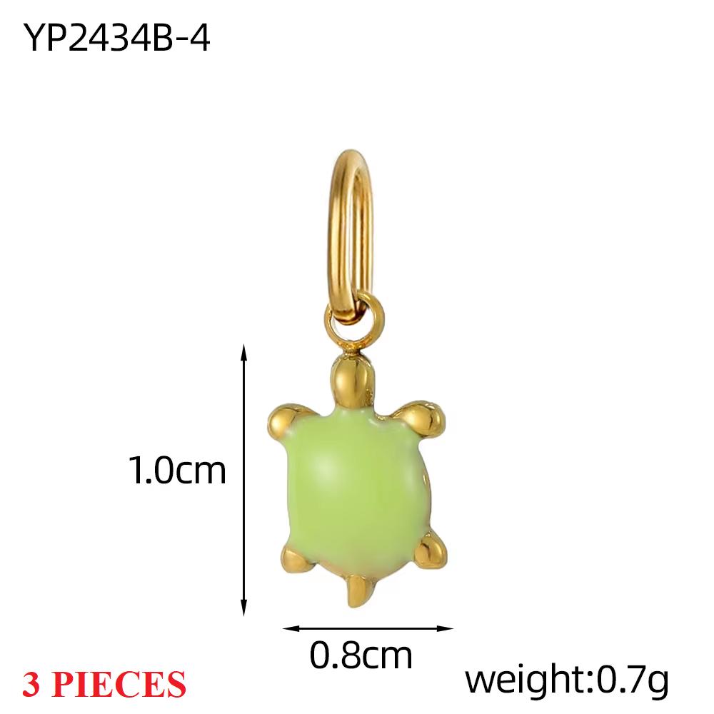 3PCS/LOT CARLIDANA Enamel Turtle Rabbit Bear Charms, Colored Stainless Steel Pendants for Women DIY Necklace Jewelry