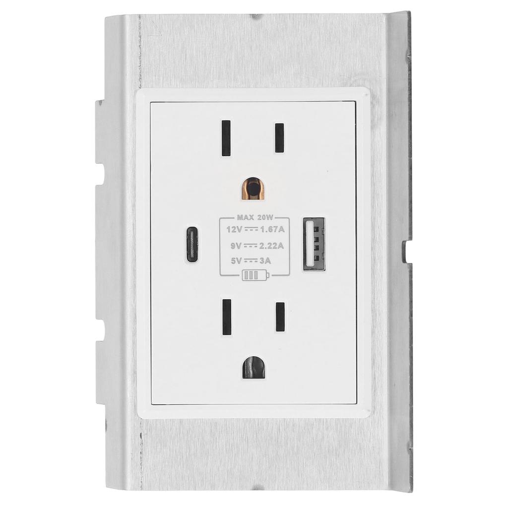 Recessed Floor Socket Dual 3 Prong Outlets USB Type C Fast Charging Ports Stainless Steel Junction