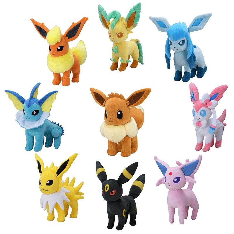 Pikachu Peluche Eevee Family Plush Flareon Vaporeon Espeon Umbreon Leafeon Sylveon Pikachu Stuffed Doll Anime Toys Kid Gifts