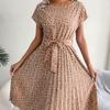 Abito donna primavera estate manica corta a vita alta chic moda floreale pieghettato abito lungo a linea
