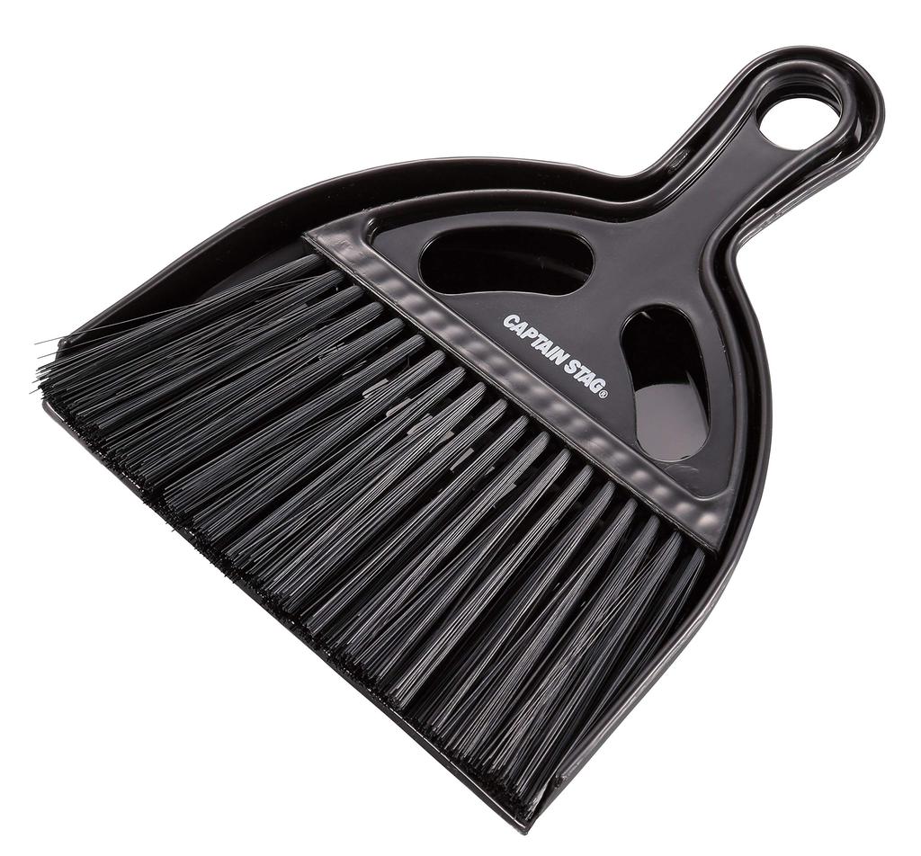 Captain Stag UG-3289 Dustpan Broom BBQ Clean Up Mini Broom Set Black Width 165 x Depth 200 x Thickness 30mm