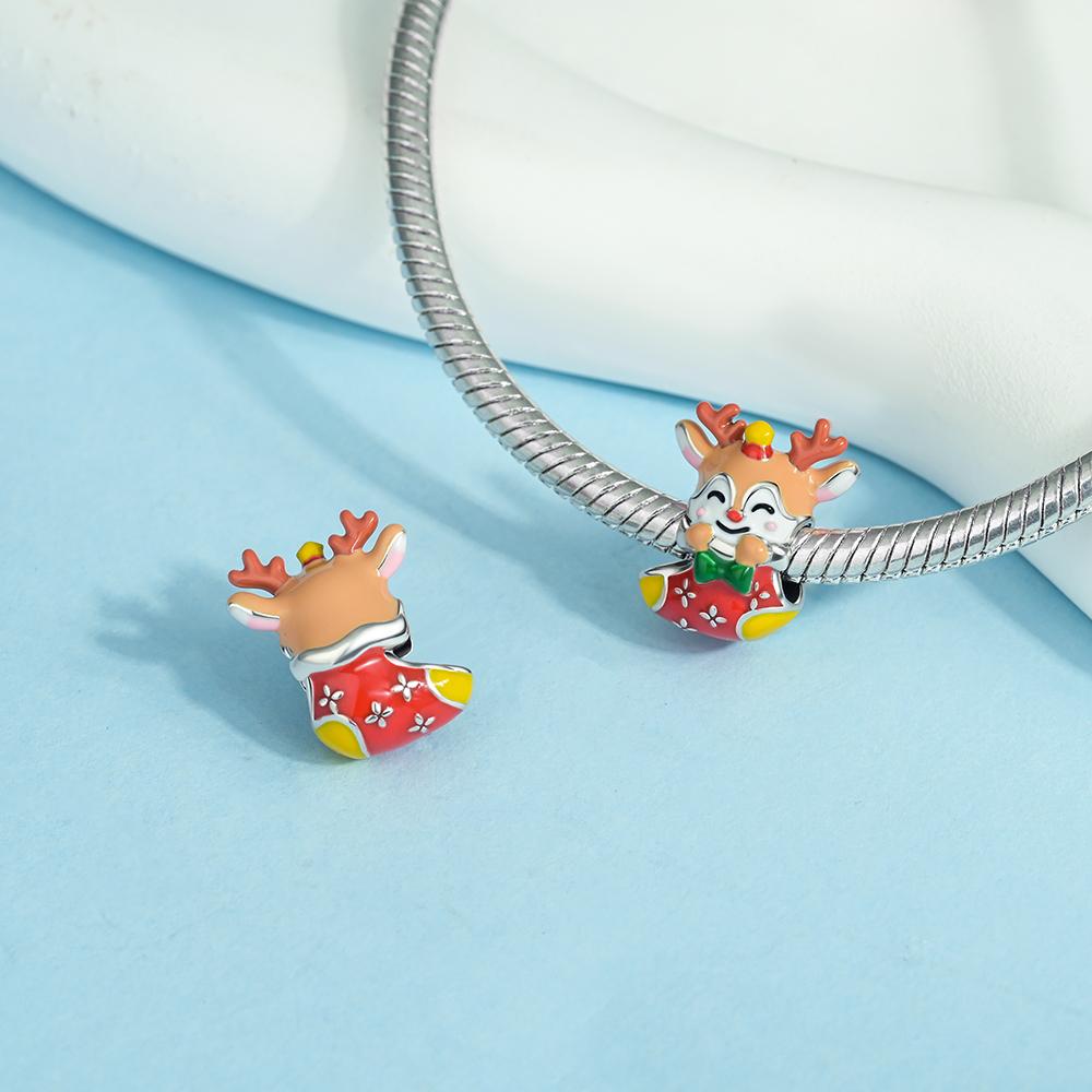 Copper Christmas Bell Charms Snowflake Reindeer House Bead Snowman Pendant Fit Original Bracelet Necklace Jewelry