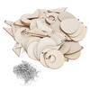 60PCS Wood Handmade DIY Wood Wooden Earrings Round Teardrop DIY Earrings 3 Sizes Tapered Unfinished Pendants DIY Craft