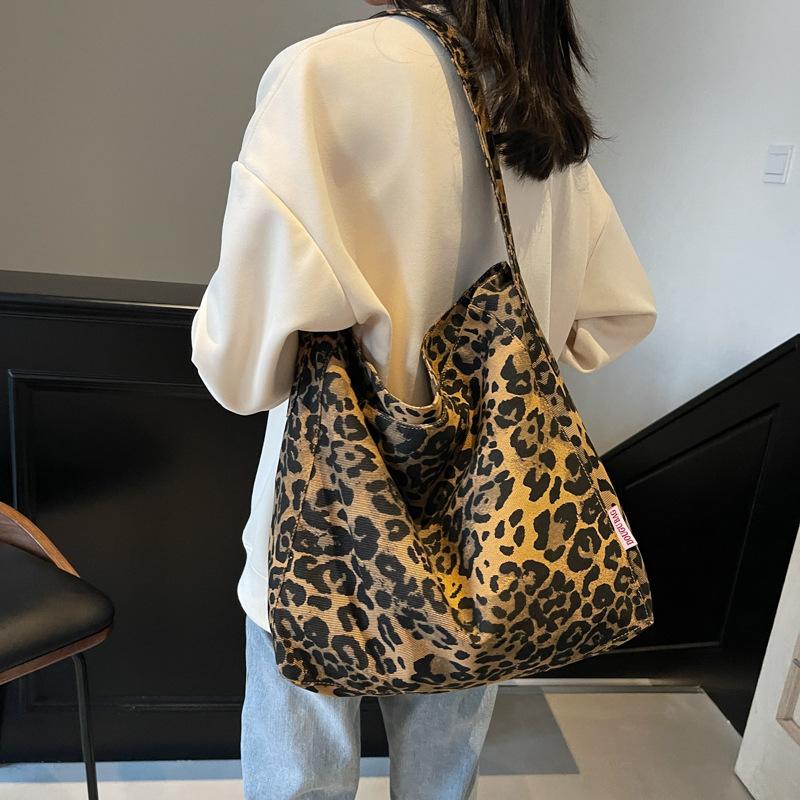 Large Capacity Leopard Print Bag Shopping Bag Women's Shoulder Bag Tote Bag