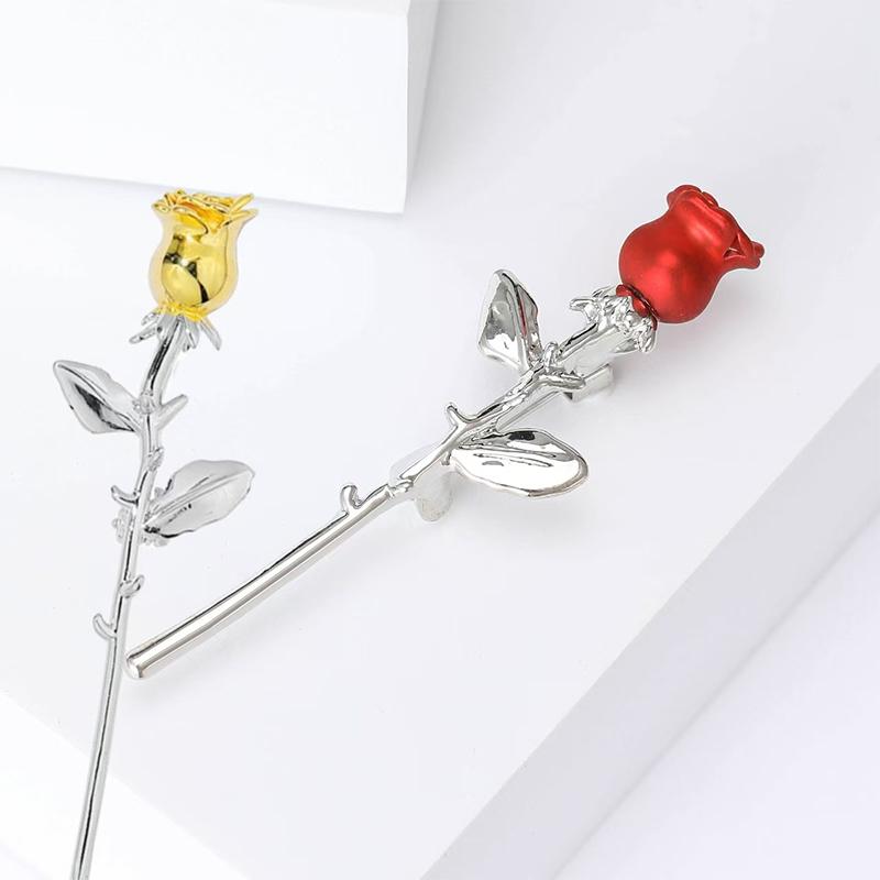 Gold Rose Anstecknadeln Für Damen Unisex Elegante Blume Metallbrosche Bankett Schmuck Geschenke