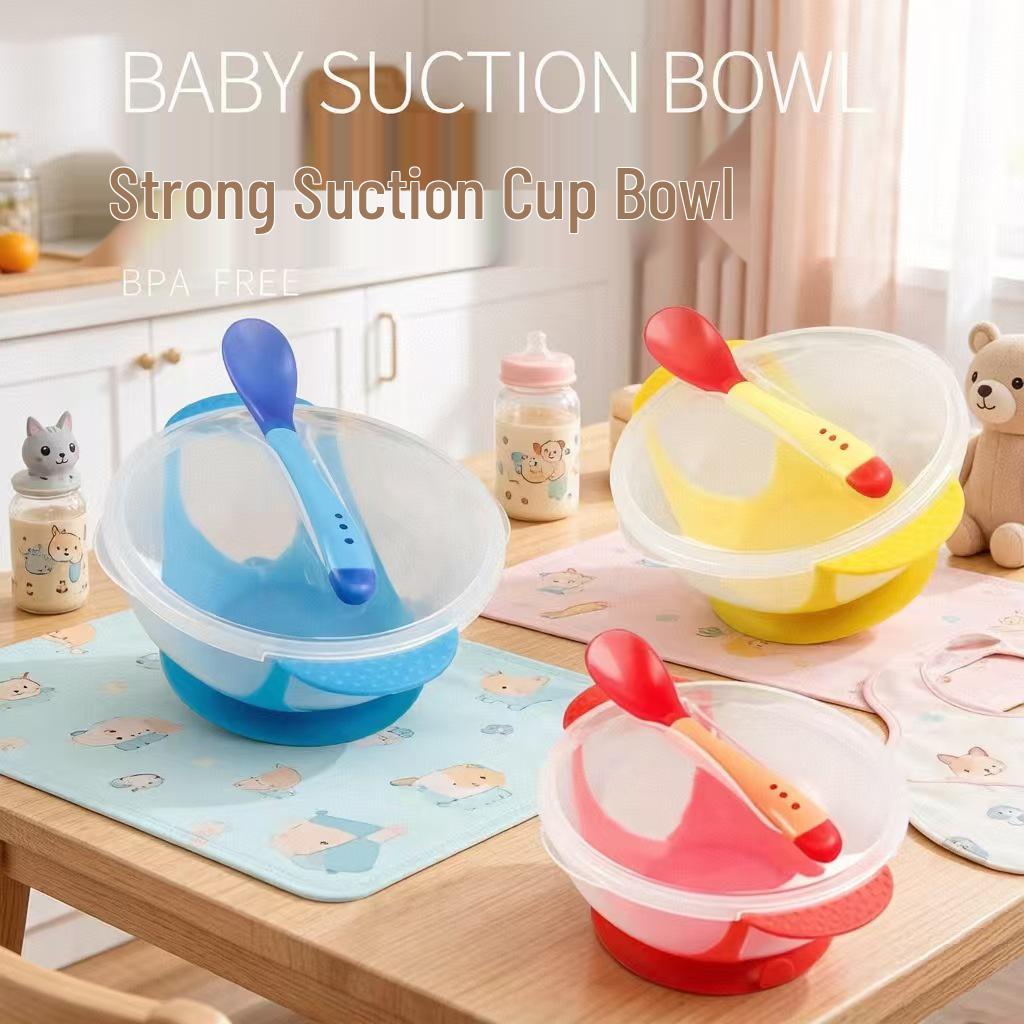 Cross-Border Baby Tableware Set: Temperature-Sensing Suction Bowl & Spoon
