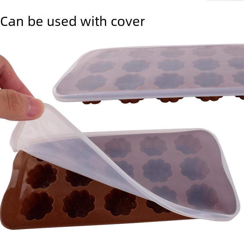 15-Grid Plum Blossom Silicone Mold for Chocolate, Candy, Biscuit, Cake, Soap, or Ice Cubes