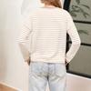 Womens Striped Cardigan Casual Long Sleeve Open Front Button Down Loose Knit