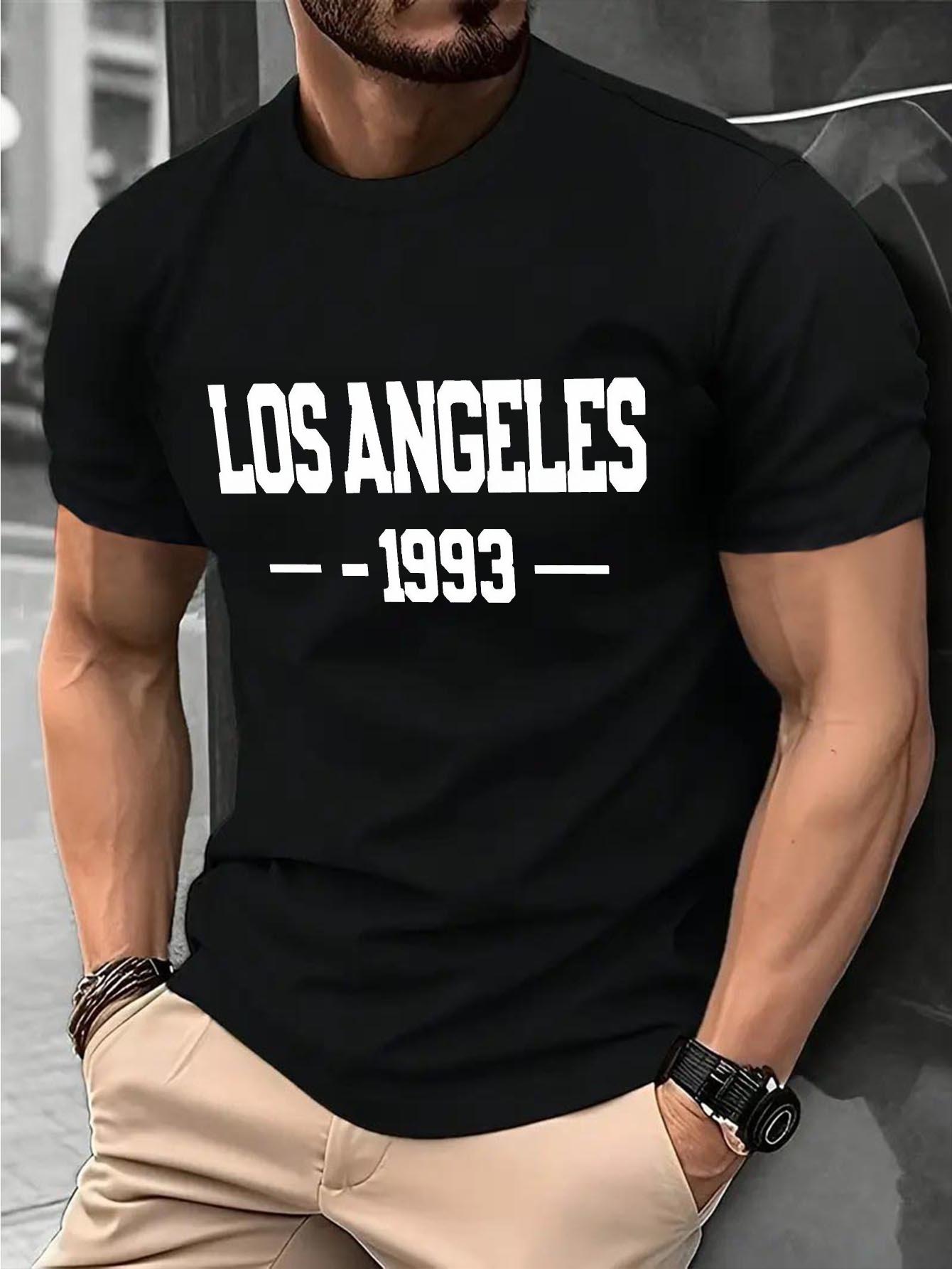 Los Angeles 1993 Graphic T-shirt - Black Cotton Blend L