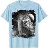 Wolf Family Howling Graphic Tee Black White Print Casual Round Neck Tshirt For Men