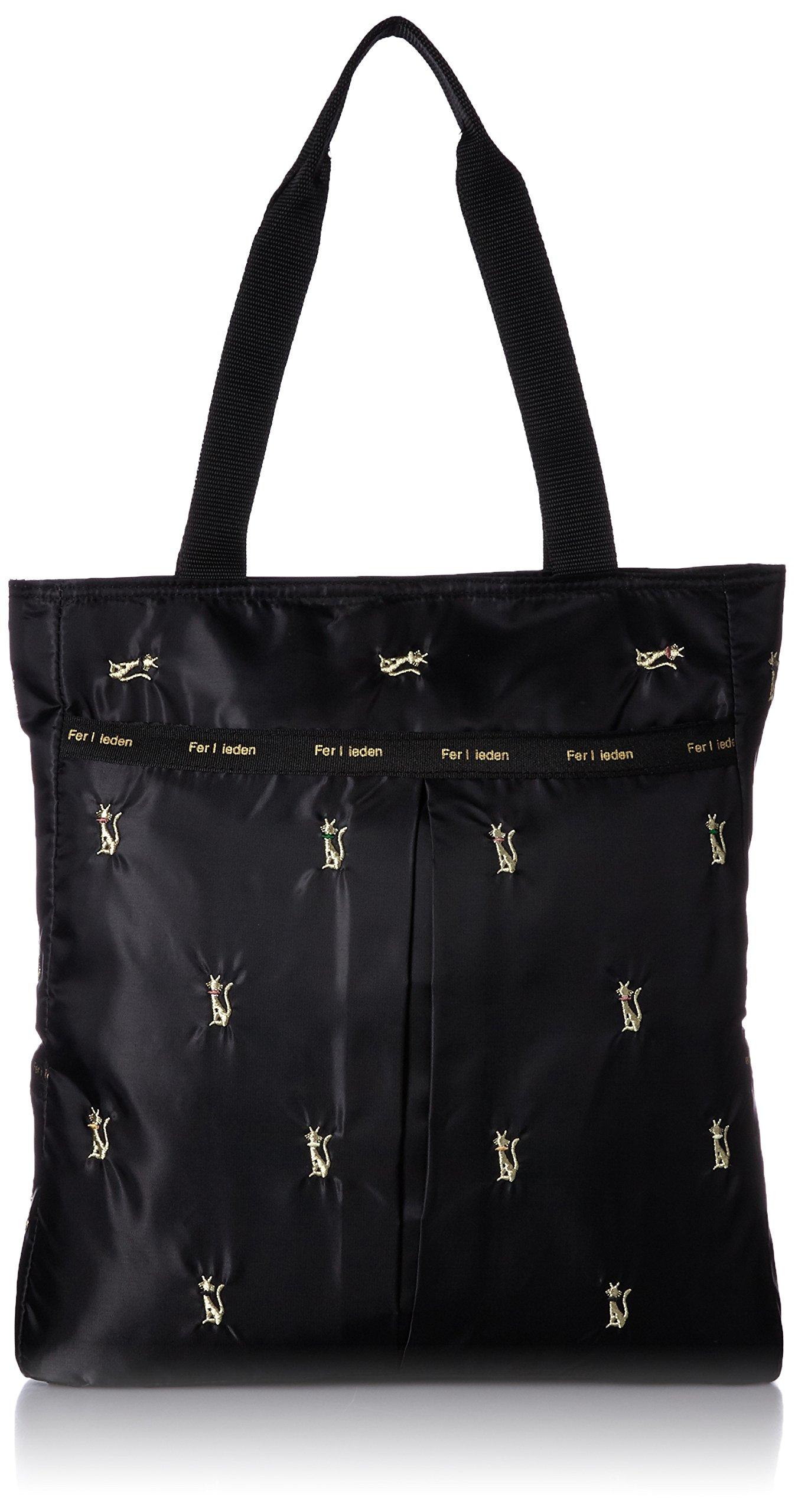 Partner Tote Bag with Cat Embroidery, Black, 4918-96