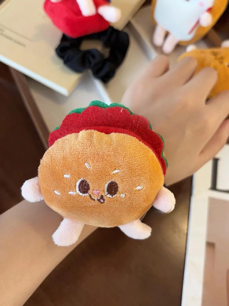 Cute Cartoon Plush Hair Loops Hamburger Hair Headwear, Children's Korean Version Hair Rope Ball Head Rubber Band