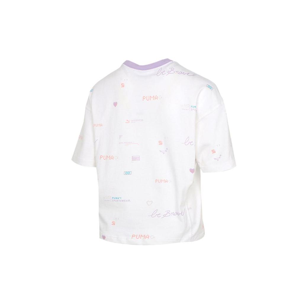 Puma Digit Print Tee Women Tops White 531284-02
