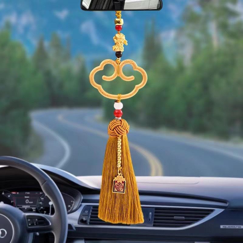 Imitation Brass Ruyi Ping An Pixiu Rearview Mirror Tassel Ornament