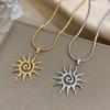 Vintage Chic Sun Shaped Pendant Stainless Steel Necklace Statement Golden Fashion Jewlery Gift