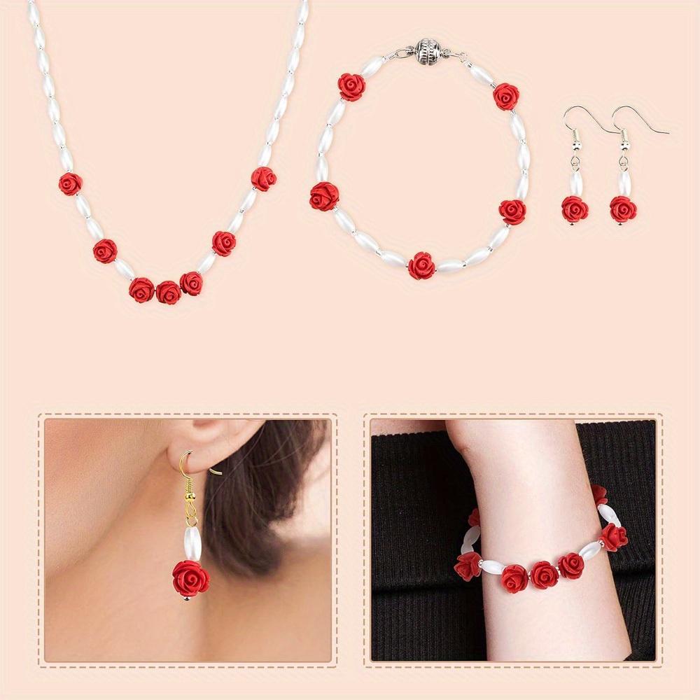 10/20/40pcs Stone Red Decorative Beads, Spacer Beads, Rose Beads, Beads and Bead Accessories DIY Summer Beach Foot Chain Bracelet Earrings