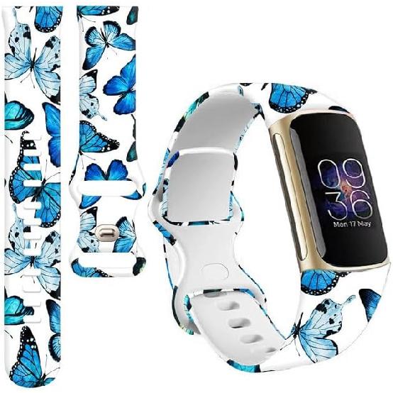 Спортивные ремешки, совместимые с Charge 6 / Charge 5 для женщин и мужчин, мягкие водонепроницаемые сменные ремешки-браслеты для фитнес-трекера Charge Advanced Watercolor Beautiful Blue