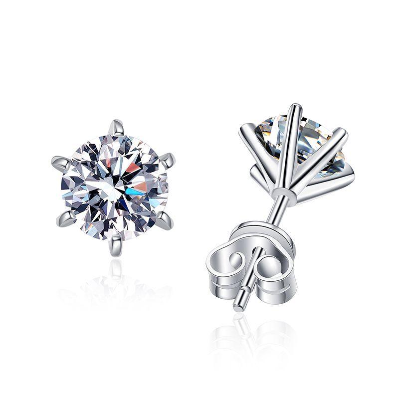 0.3-2ct Moissanite Earrings for Women Lab Grown Diamond Ear Studs 925 Silver Fine Jewelry Gift