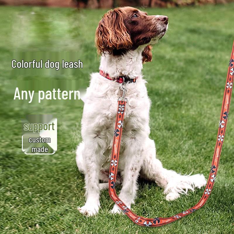 Polyester Printed Dog Leash with Logo - Explosion-Proof, Large Dog Traction Rope