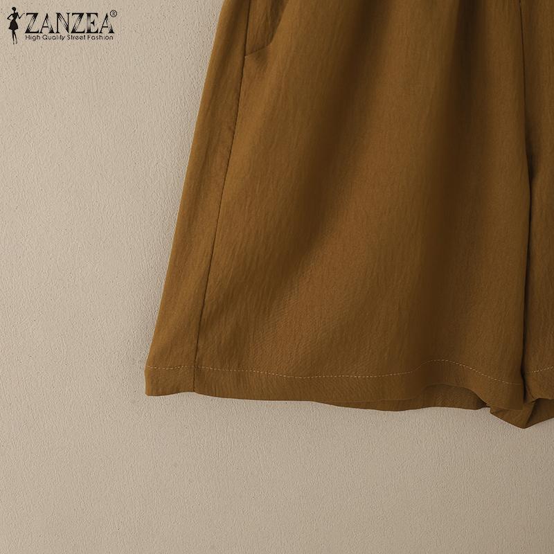 ZANZEA Women 3/4 Sleeve Embroidery Blouse and Shorts Summer Two Piece Suit Sets