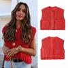 Autumn and Winter New Women's Clothing, Pocket Sleeveless Short Knitted Undershirt Cardigan Undershirt