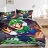 3pcs Luigi's Inferno Racer Printed Quilt Set - Includes 1 Quilt Cover and 2 Pillowcases, Machine Washable - Suitable for All Seasons.W054
