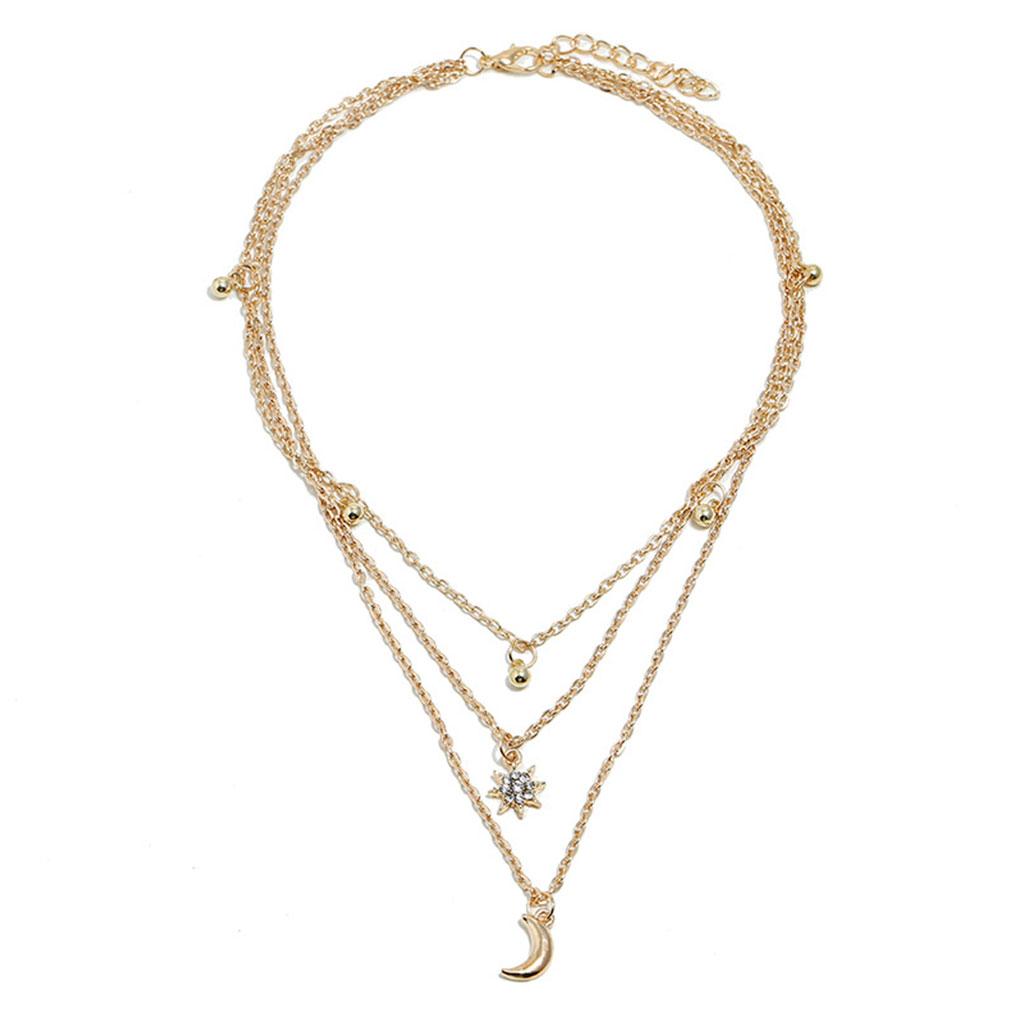 

3-шарове намисто Підвіска-шарм зірки та місяця Ланцюжок для ключиці Прикраса на шию Подарунок для дівчат, жінок