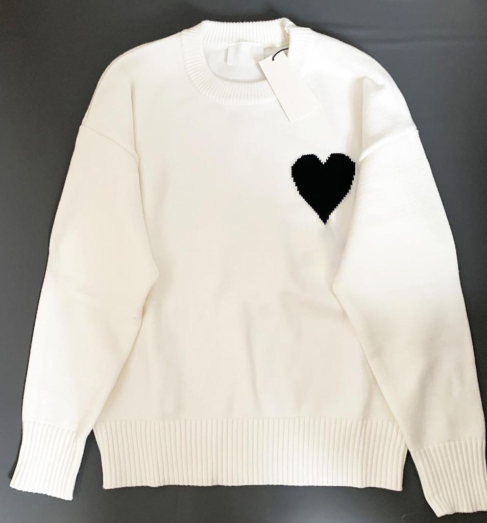 AMI 2024 Autumn/Winter Macaron Love Jacquard Unisex Thick Knit Sweater