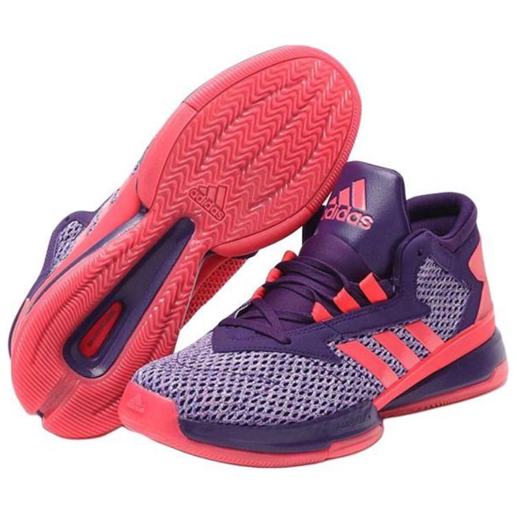 Adidas Basketball Versatile Comfortable Non-Slip Durable High-Top Basketball Shoes Men Sneakers Purple Red AQ8553