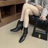2025 Autumn New European and American Style Square Head Belt Buckle Kitten and Short Boots Thick Heel Retro Women's Boots