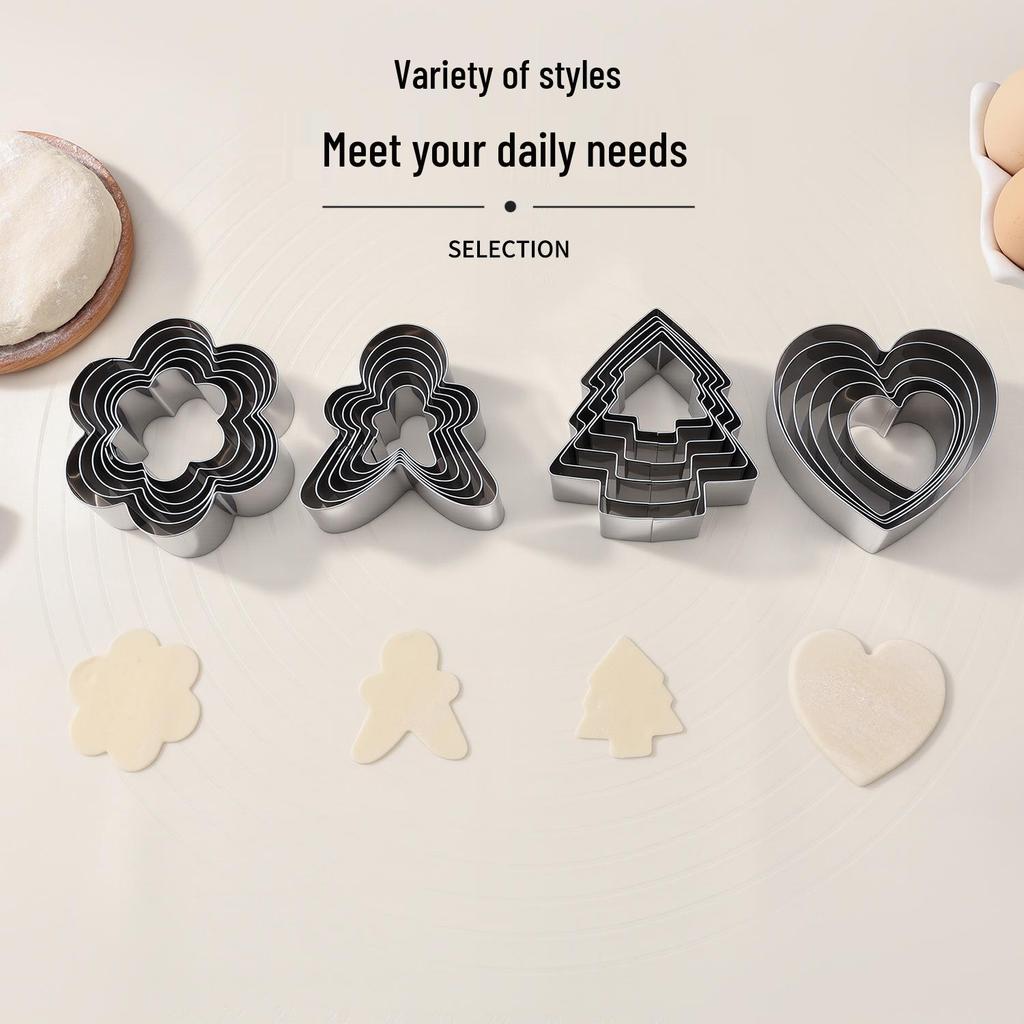 Stainless Steel Cookie & Fruit Cutter Set - Pentagram, Four-Pointed Star, Heart, Square, Rectangle Shapes