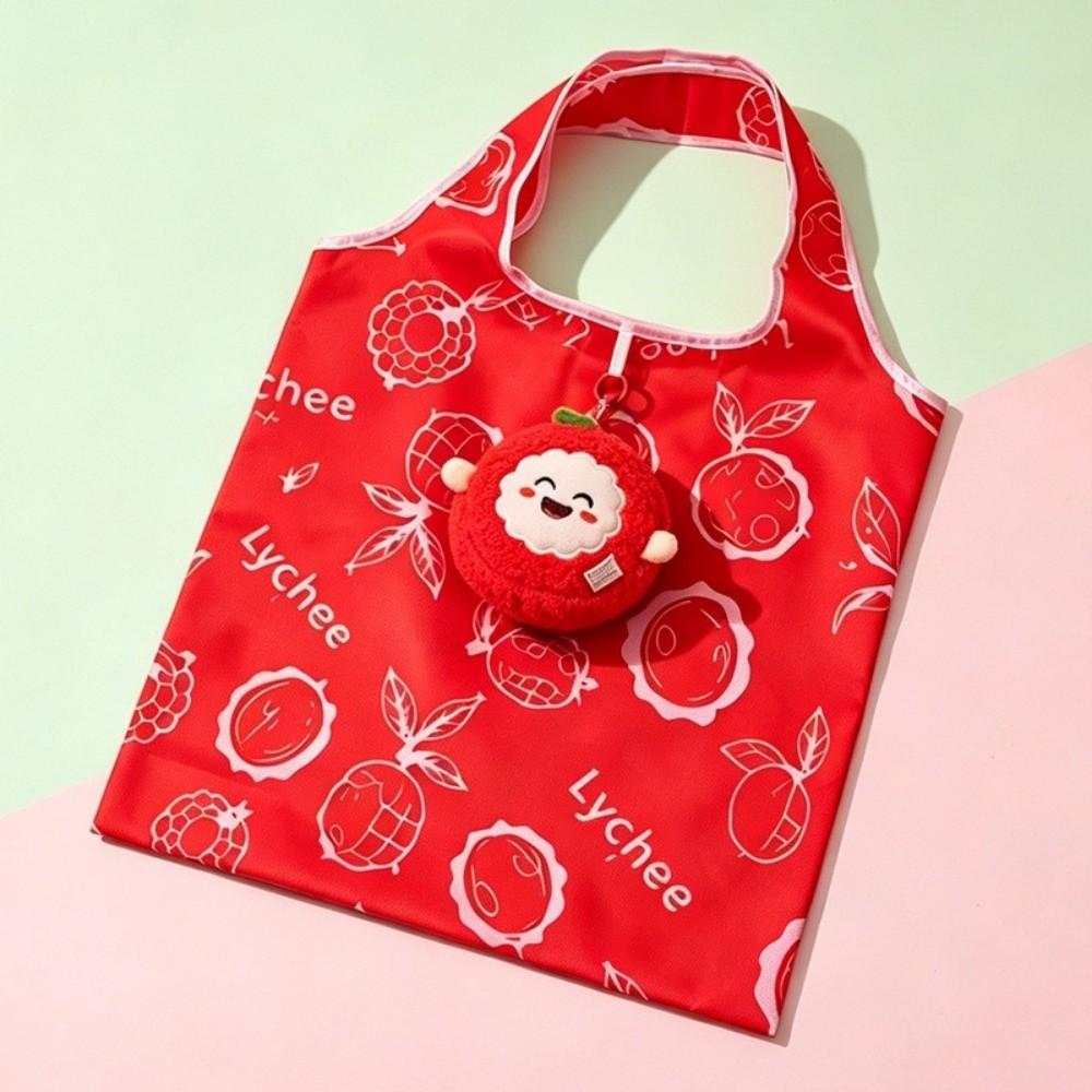 Easy To Carry Cartoon Folding Shopping Bag Foldable Fruit Print Grocery Bag Eco-friendly Reusable Shopping Handbag Outdoor